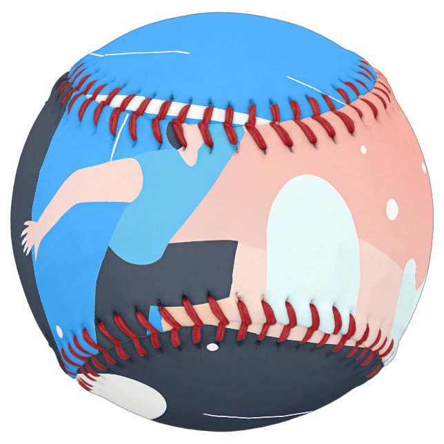 Balle De Softball Symmetrical Abstract Pattern in Purple and White (Devant)