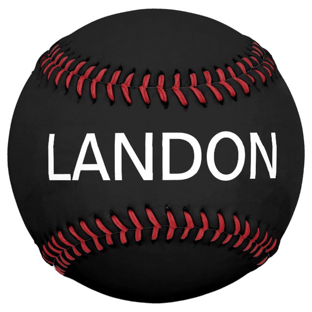 Balle De Softball Texte modifiable moderne | Noir et blanc (Devant)