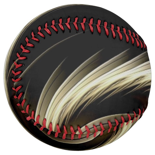 Balle De Softball Tourbillon doré sur fond noir  (Dos Droit)