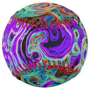 Balle De Softball Tourbillon Liquide Abstrait Rétro Coloré Violet
