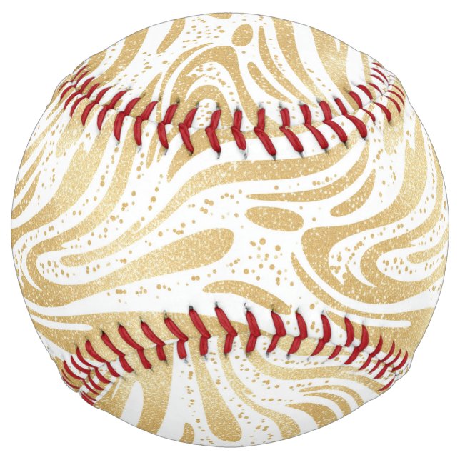Balle De Softball Tourbillons Blancs Dorés (Devant)