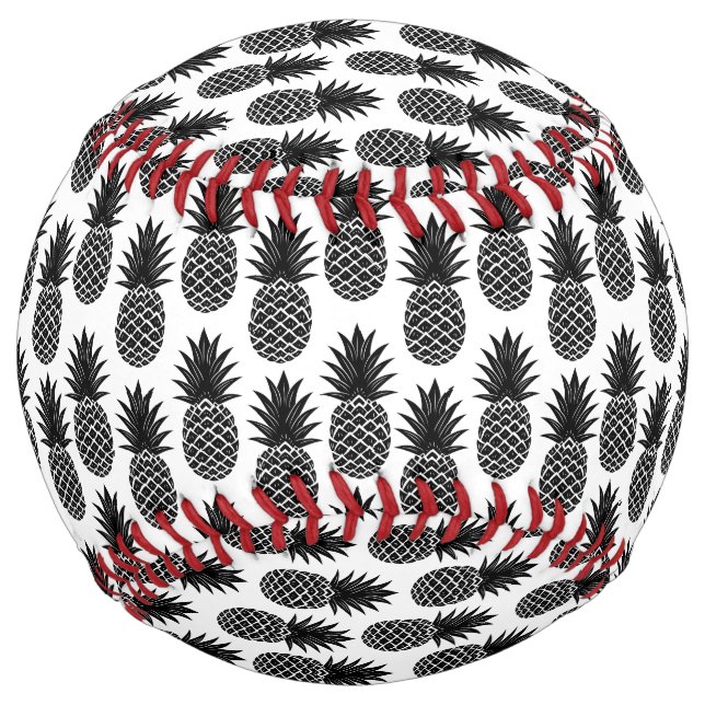 Balle De Softball Trendy Tropical Black and White Pineappy Motif (Devant)