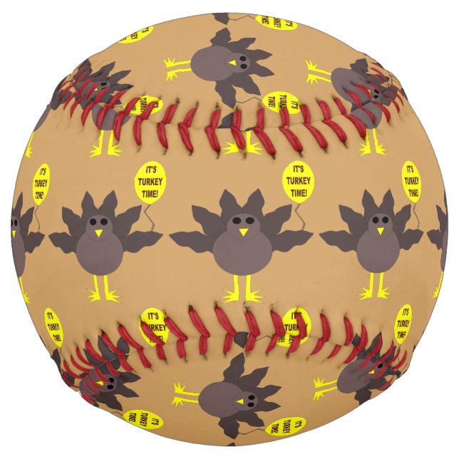 Balle De Softball Turquie Heure Thanksgiving Softball (Devant)