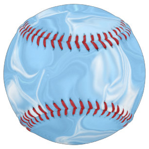 Balle De Softball Vagues bleu clair et blanc