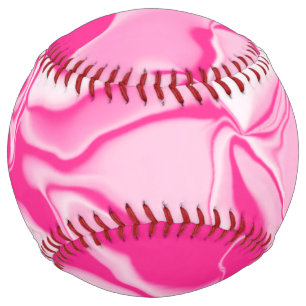 Balle De Softball Vagues roses foncées et blanches