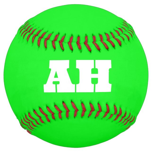 Balle De Softball Vert néon Élégant Monogramme de couleur initiale C (Devant)
