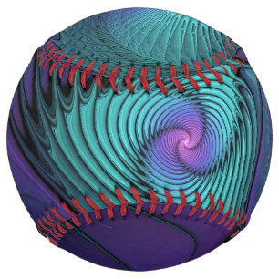Balle De Softball Violet Rencontre Turquoise Moderne Art Fractal Abs