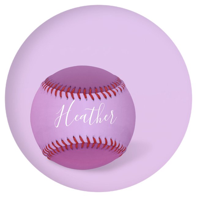 Balle De Softball Violet violet et script blanc personnalisé (Créateur téléchargé)