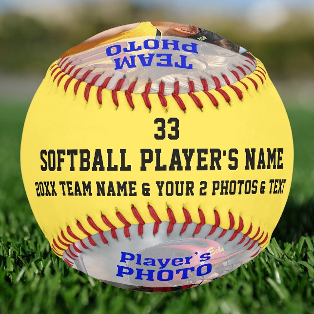 Balle De Softball Vos 2 Photos et Texte Personnalisé Softball Ball (Personalized Softball. Great, Gifts for Softball Players. Christmas gifts for Softball Players.)