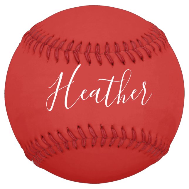Balle De Softball Votre script blanc personnalisé en rouge (Devant)