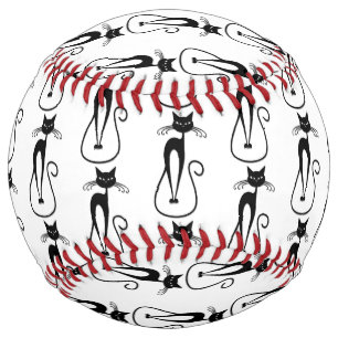 Balle De Softball Whimsical Skinny Chat noir