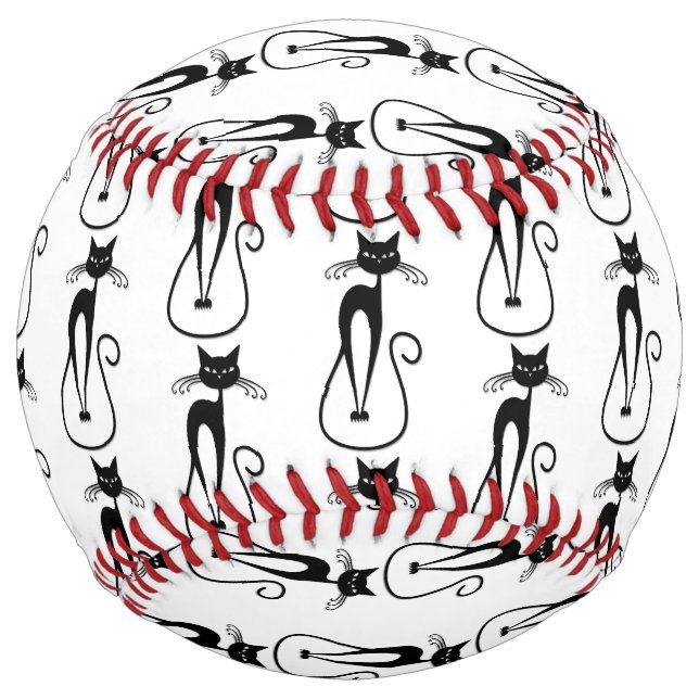 Balle De Softball Whimsical Skinny Chat noir (Devant)