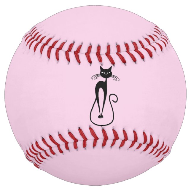 Balle De Softball Whimsical Skinny Chat noir rose (Devant)