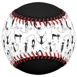 Balle De Softball Whimsical Skinny Motif de chat noir
