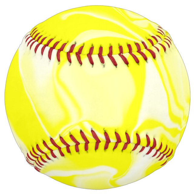 Balle De Softball Yellow and White Waves (Devant)