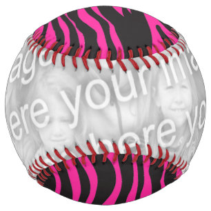 Balle De Softball Zèbre rose et noir Imprimer Ajouter votre propre