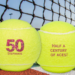 balle de tennis rose pour 50e anniversaire cadeau