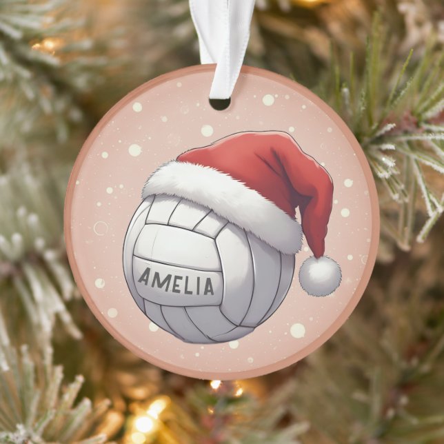 Balle de volley avec nom de chapeau de Père Noël r (Arbre)