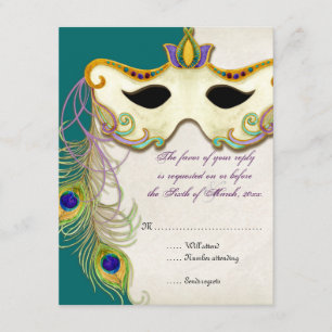 Balle Masquate Peacock - Carte de réponse RSVP