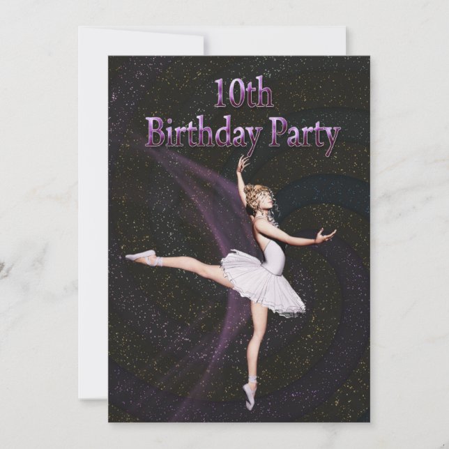 Ballerina 10e invitation à la fête d'anniversaire (Devant)