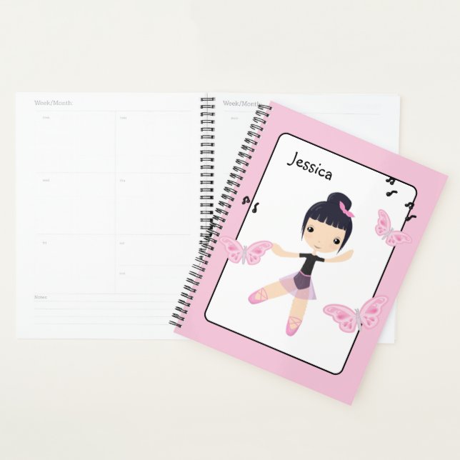 Ballerina 6 Mignonne Dance Girl Planner (Devant avec enveloppe)