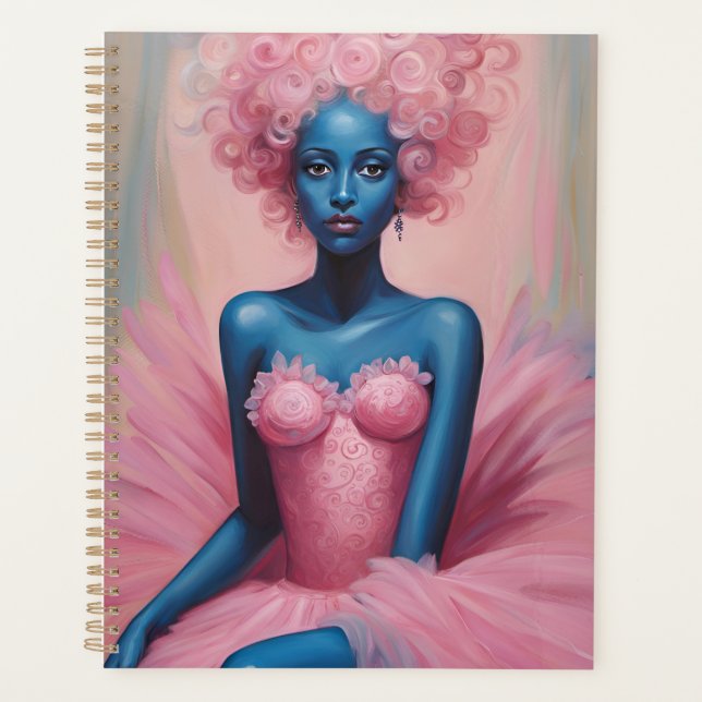 Ballerina à peau bleue en Tutu rose (Devant)