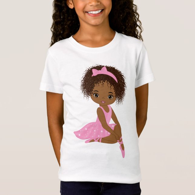 Ballerina afro-américaine, T-shirt fille noire (Devant)