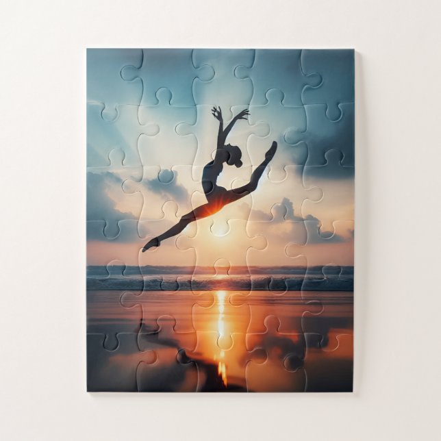 ballerina and lake with sunset puzzle (Vertical)