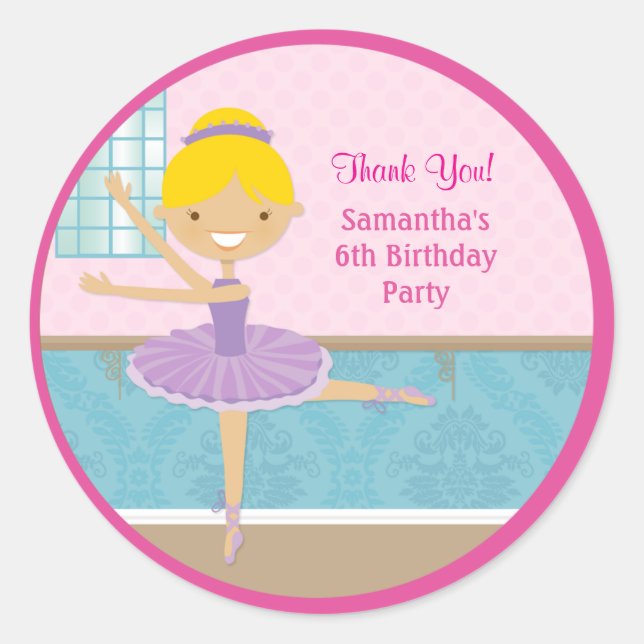 Ballerina Anniversaire Fête Favoriser Stickers (Devant)