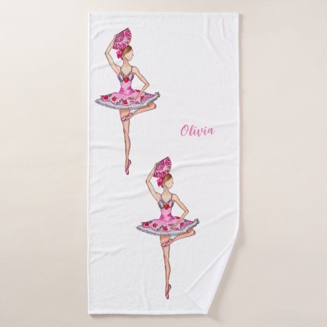 Ballerina ballet danseuse avec ventilateur han (Serviette de bain)