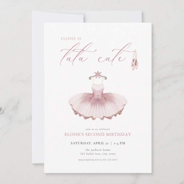 Ballerina Ballet Tutu Cute 2e Invitation anniversa (Devant)