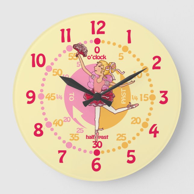 Ballerina blonde cheveux fille ballon horloge mura (Recto)