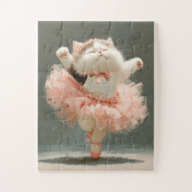 Ballerina Chat en Tutu rose Puzzle (Vertical)
