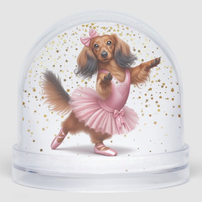 BALLERINA DACHSHUND NEIGE GLOBE (Avant)