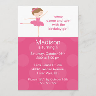 Ballerina Dance Anniversaire Invitation