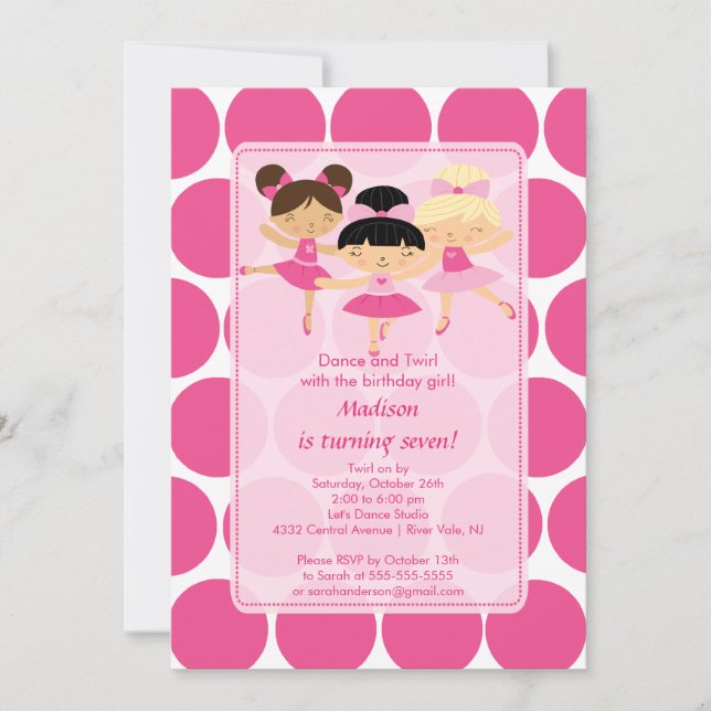 Ballerina Dance Anniversaire Invitation (Devant)