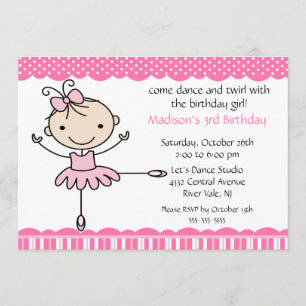 Ballerina Dance Anniversaire Invitation
