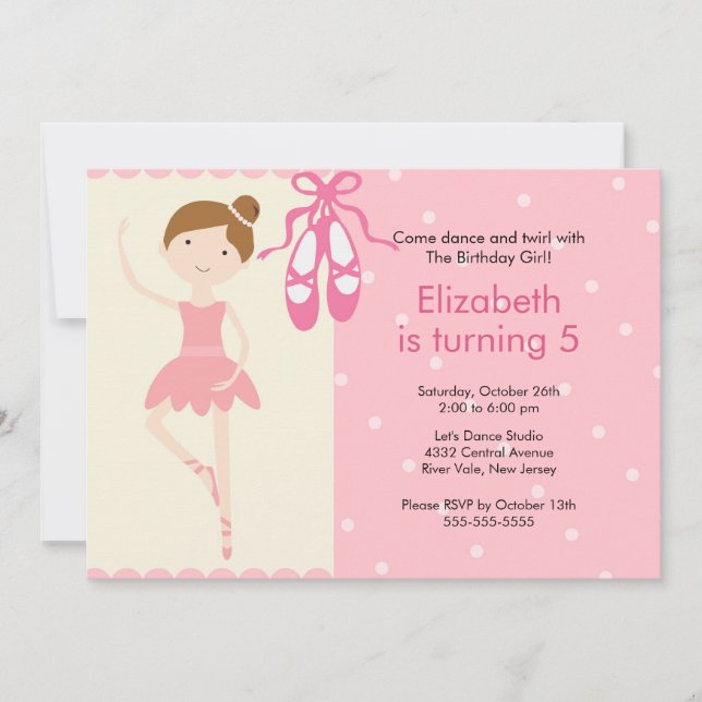 Ballerina Dance Anniversaire Invitation (Devant)