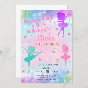 Ballerina Dance Twirl invitation d'anniversaire fi