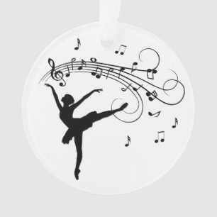 Ballerina Dancing with Music Notes