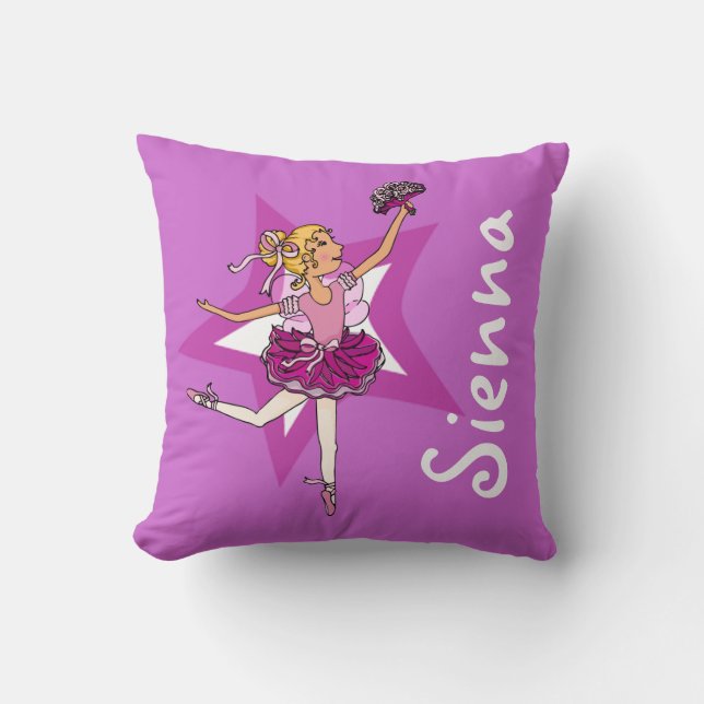 Ballerina danseur violet nom de fille coussin (Recto)
