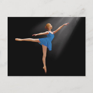 Ballerina en position arabe sur carte postale noir