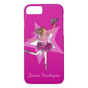 Ballerina fille cheveux foncé étoile rose coque ip