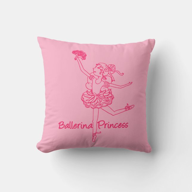 Ballerina fille rouge rose nom jeter oreiller (Recto)