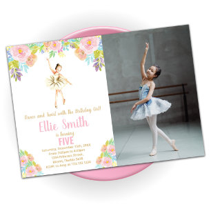 Ballerina Floral Invitations d'anniversaire avec p