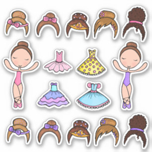Ballerina Habille Tiara Tutu Jouer Stickers