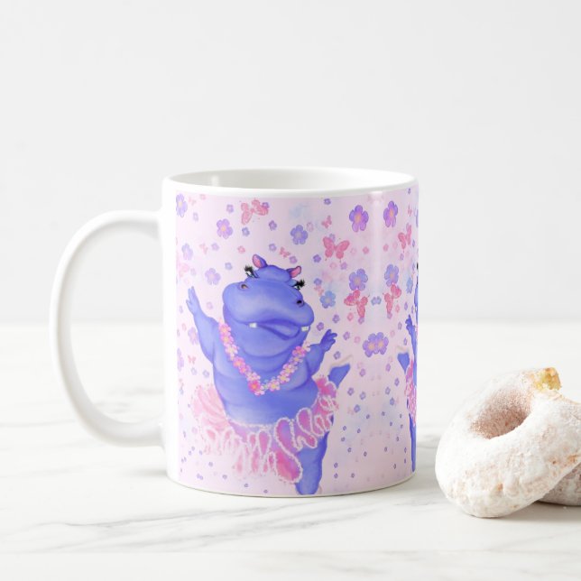 Ballerina Hippo drôle Mug joyeuse danseuse de ball (Avec donut)