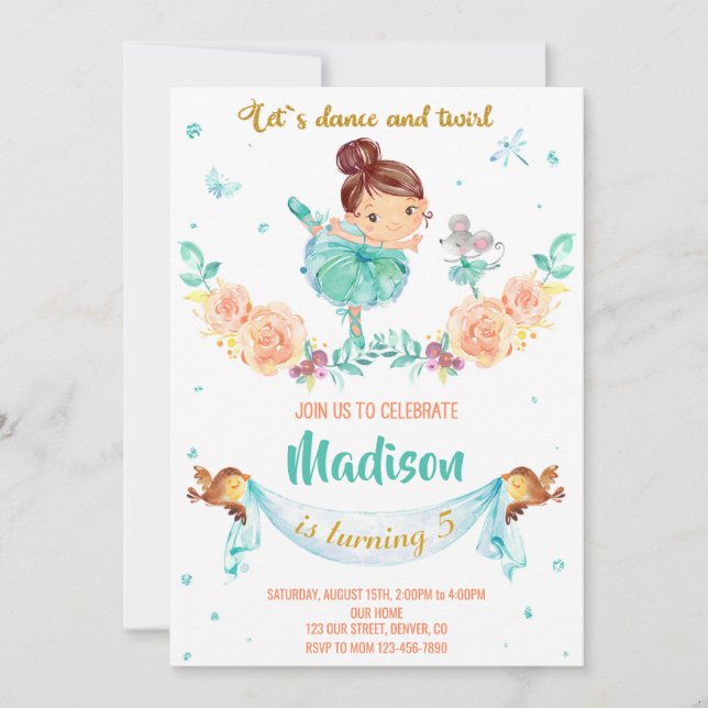 Ballerina invitation anniversaire Ballerina invita (Devant)