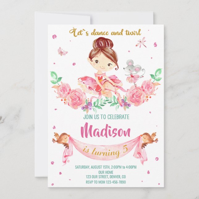 Ballerina invitation anniversaire Ballerina invita (Devant)