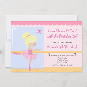 Ballerina Invitation Anniversaire Blonde 5x7 Carte
